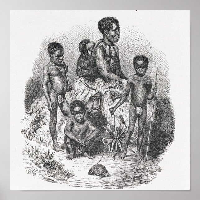 Póster Una familia zulú de la historia de la humanidad (Frente)