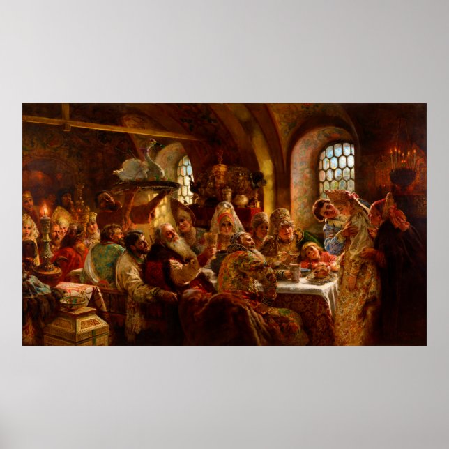 Póster Una fiesta de Bodas Boyar de Konstantin Makovsky 1 (Frente)