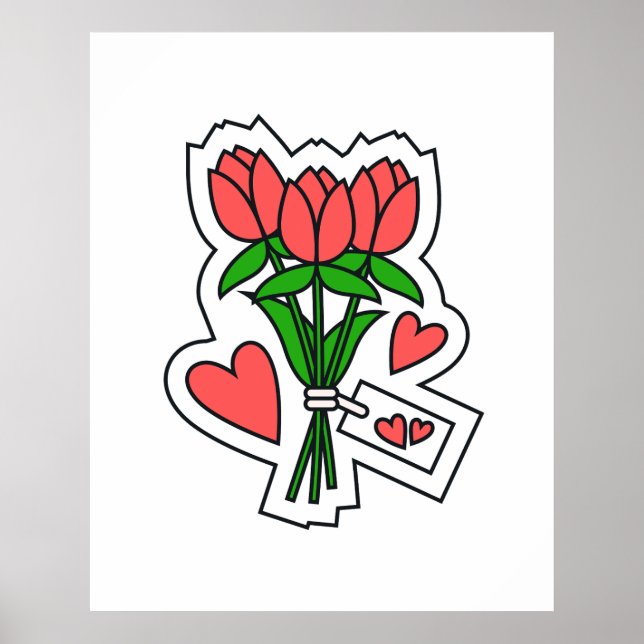 Póster Una Flor Con Un Mensaje De Amor (Frente)