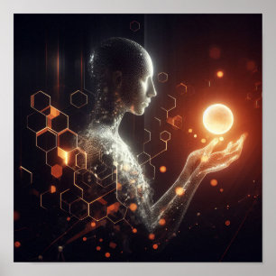 Póster Una forma de vida digital que interactúa con una ó