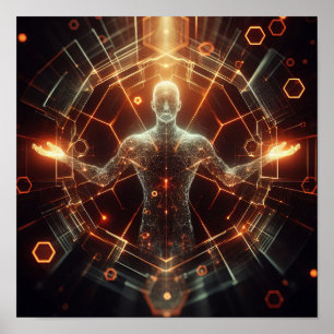 Póster Una forma de vida digital transformándose en espac