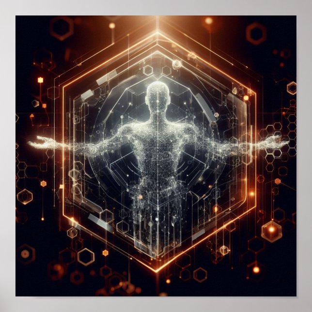 Póster Una forma de vida digital transformándose en espac (Frente)