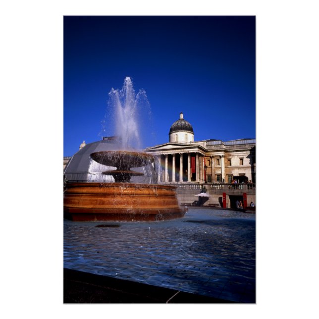 Póster Una fuente Trafalgar Square London (Anverso)