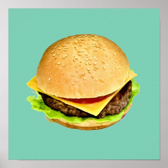 Póster Una gran foto jugosa de Cheeseburger (Frente)