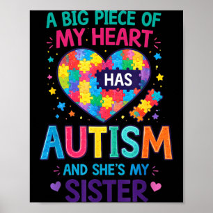 Póster Una gran parte del corazón tiene autismo y hermana
