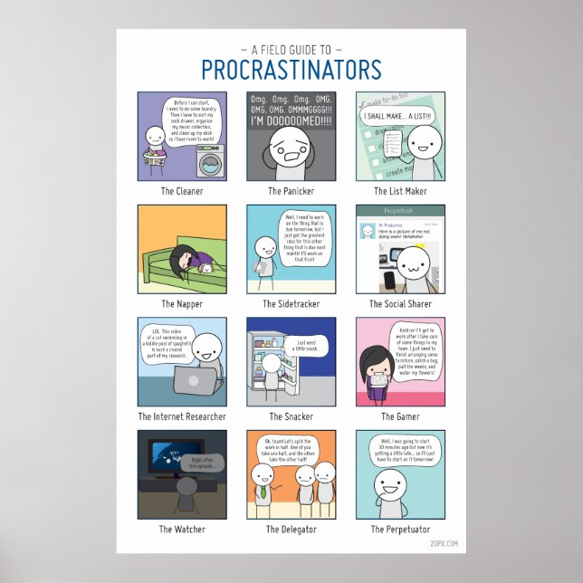 Póster Una guía de campo para el Poster de procrastinador (Frente)