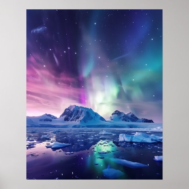 Póster Una hermosa Aurora Boreal (Frente)