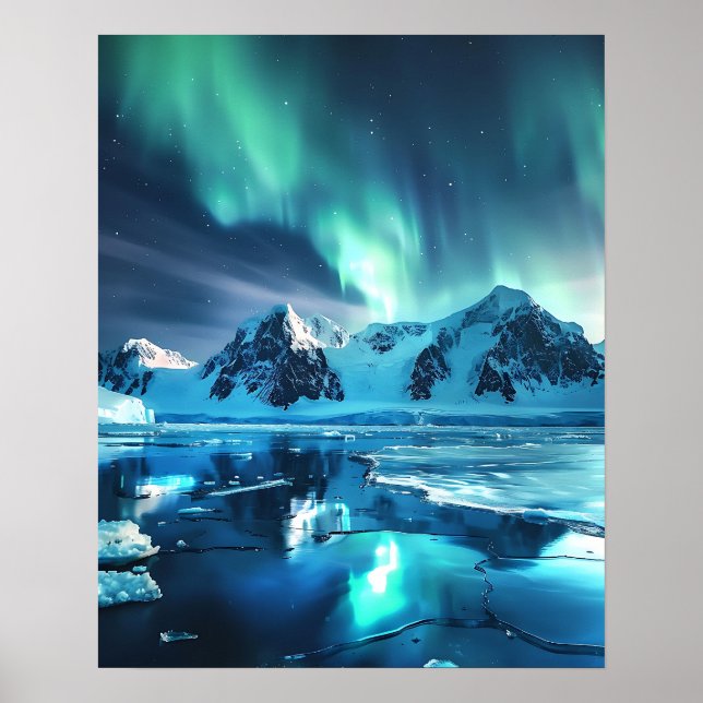 Póster Una hermosa Aurora Boreal (Frente)