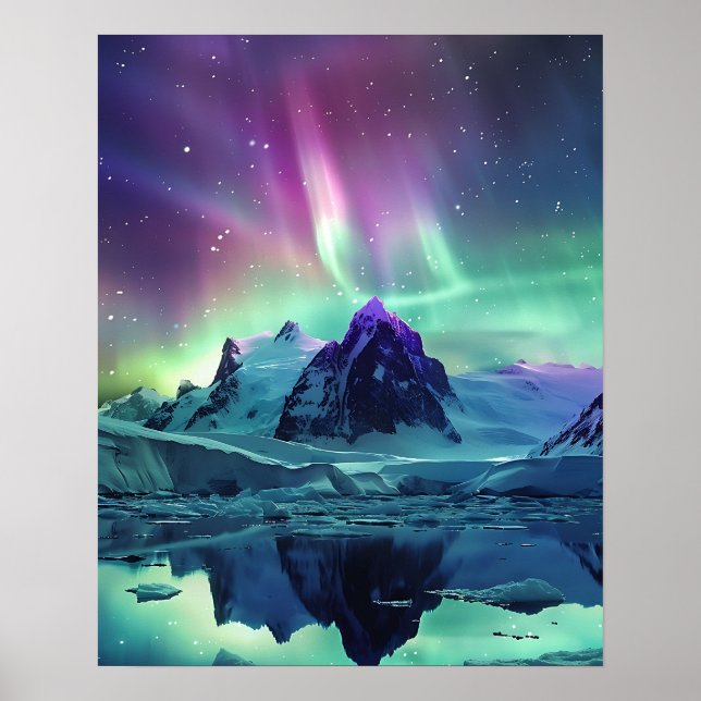 Póster Una hermosa Aurora Boreal (Frente)