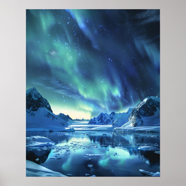 Póster Una hermosa Aurora Boreal (Frente)