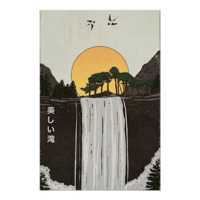 Póster Una hermosa cascada (Anverso)