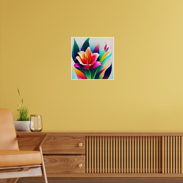 Póster Una hermosa flor con hojas de colores (Salón 2)