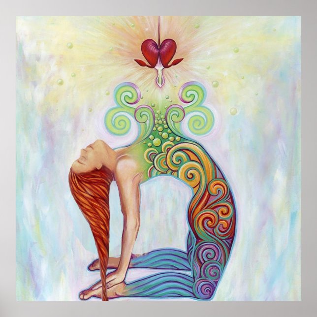 Póster Una hermosa imagen de una mujer meditando (Frente)