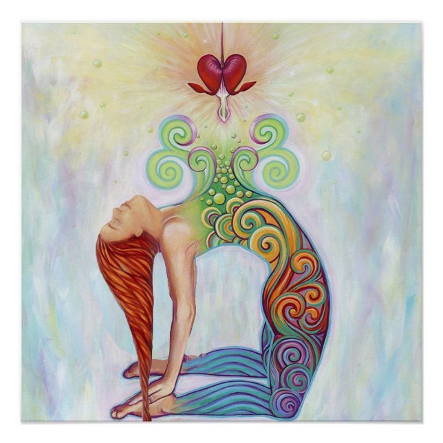 Póster Una hermosa imagen de una mujer meditando (Anverso)