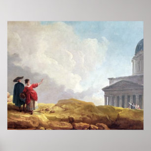 Póster Una iglesia mostrada a un viajero en gran escala