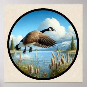 Póster Una imagen 3D circular de un hermoso ganso de Cana