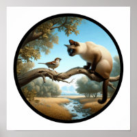 Una imagen 3D circular de un hermoso gato siamés