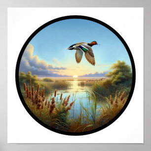 Póster Una imagen circular en 3D de un hermoso pato vasal