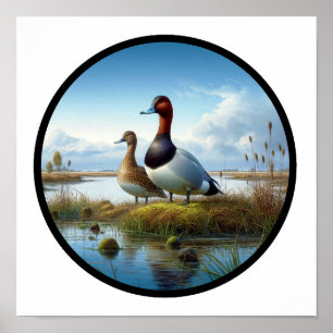 Póster Una imagen circular en 3D de un hermoso pato vasal