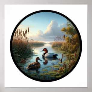 Póster Una imagen circular en 3D de un hermoso pato vasal