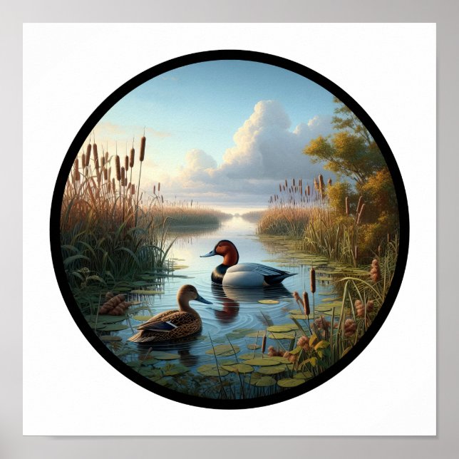 Póster Una imagen circular en 3D de un hermoso pato vasal (Frente)