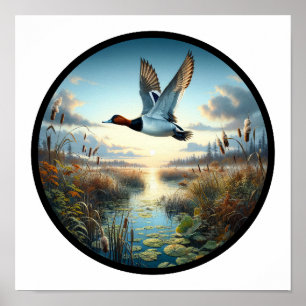Póster Una imagen circular en 3D de un hermoso pato vasal