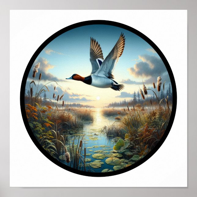 Póster Una imagen circular en 3D de un hermoso pato vasal (Frente)