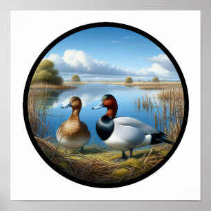 Póster Una imagen circular en 3D de un hermoso pato vasal