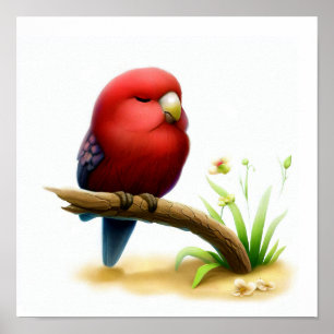 Póster Una imagen en acuarela 3D de una joven Rosella Car