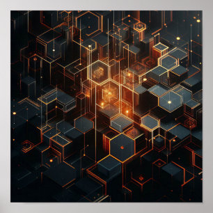 Póster Una imagen técnica con formas hexagonales