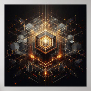 Póster Una imagen técnica con formas hexagonales