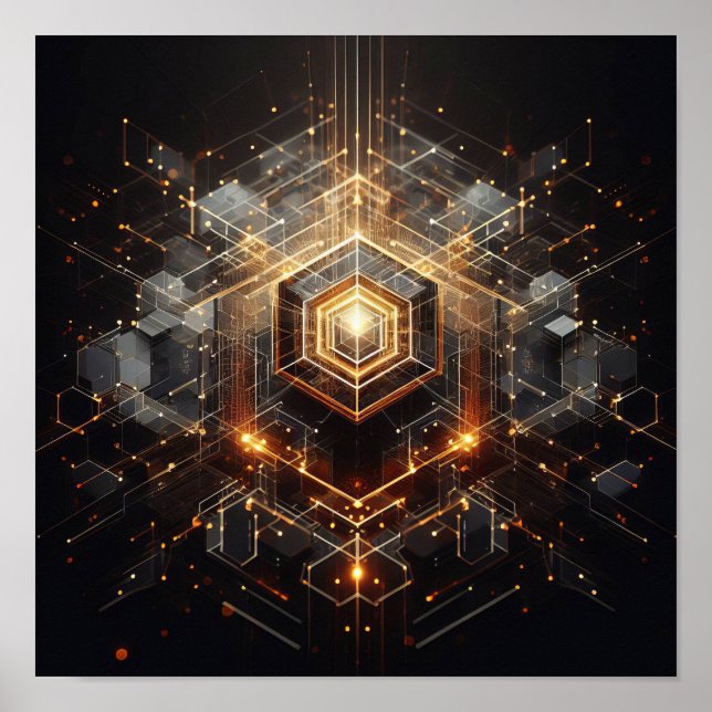 Póster Una imagen técnica con formas hexagonales (Frente)
