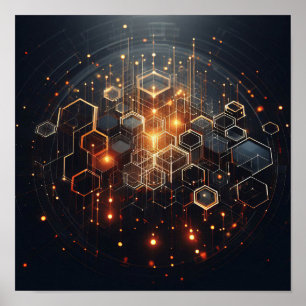 Póster Una imagen técnica con formas hexagonales
