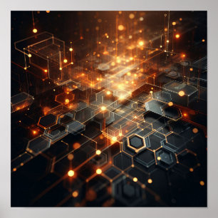 Póster Una imagen técnica con formas hexagonales