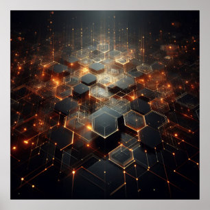 Póster Una imagen técnica con formas hexagonales