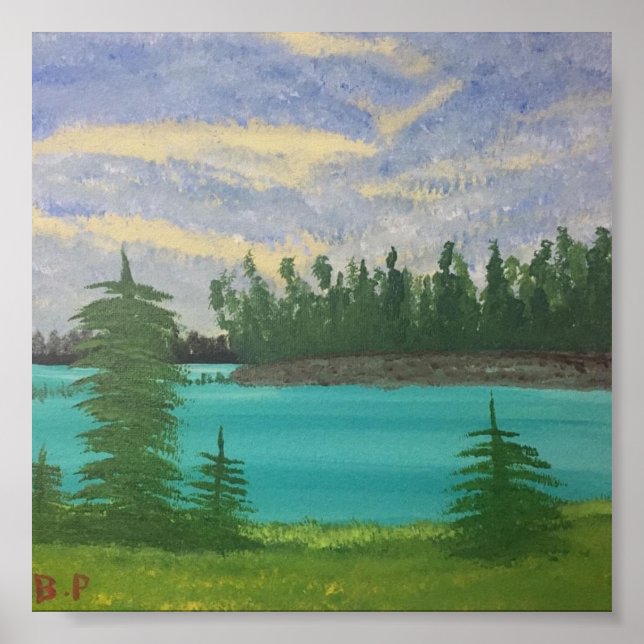 Póster Una isla en un lago insular (Frente)