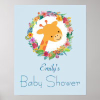 Una jirafa cutánea con un Baby Shower de flores