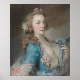 Póster Una joven dama con un loro