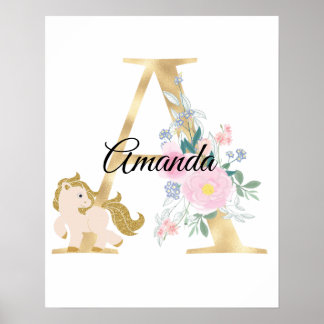 Póster Una letra con monograma de nombre personalizado co