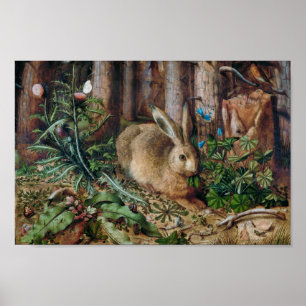 Póster Una liebre en el bosque