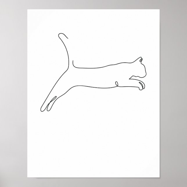 Póster Una línea dibujando Katze springing Single Art (Frente)