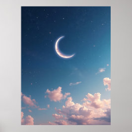 Póster Una luna creciente serena y hermosa. Generada por