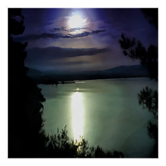 Póster Una Luna Llena Reflexionando Sobre El Arte Náutico