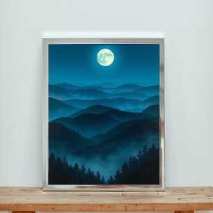 Póster Una luna llena y luminosa que ilumina