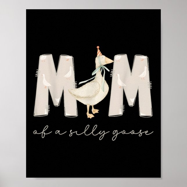 Póster Una Mamá de Ganso Tonto 1er Primer Cumpleaños Fami (Frente)