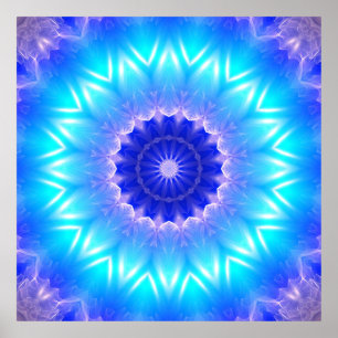 Póster una mandala cyan para la garganta chakra (comunica