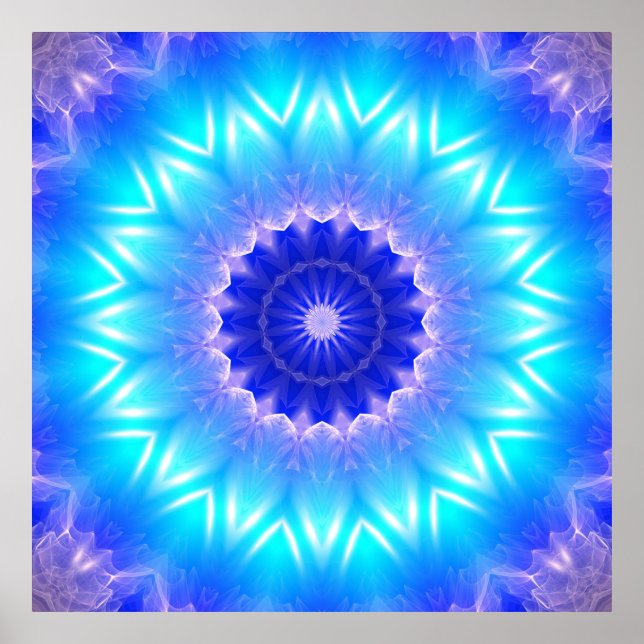 Póster una mandala cyan para la garganta chakra (comunica (Frente)