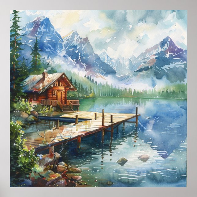 Póster Una manguera de pesca en el lago (Frente)