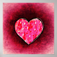 Una mano corta dibujada en un corazón rosado sobre