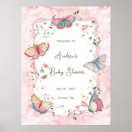 Póster Una mariposa bebé va camino de la bienvenida a Bab